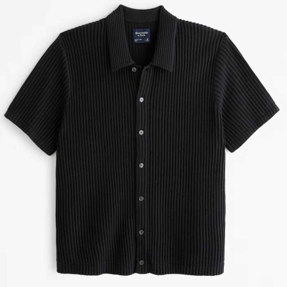Abercrombie & Fitch Men’s Plisse Button-Through Sweater Polo